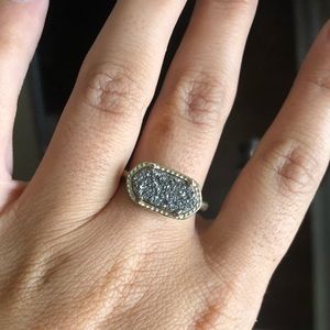 Ellie ring Kendra Scott platinum drusy gold